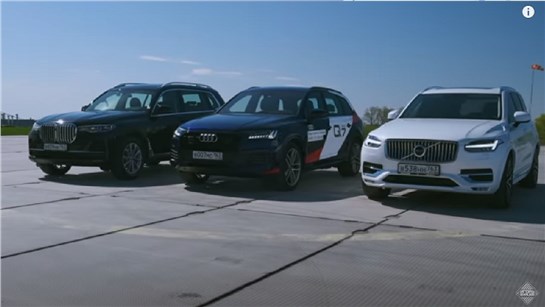 Анонс видео-теста Новый Audi Q7 2020 против BMW X7 и Volvo XC90. Тест драйв сравнение. Игорь Бурцев