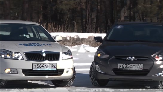 Анонс видео-теста Тест-драйв Hyundai Solaris против Skoda Octavia. Сравнение таксистов!