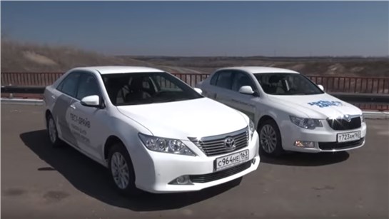 Анонс видео-теста Тест-драйв Toyota Camry против Skoda Superb. Сравнение "больших"!