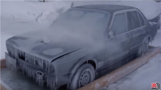 Анонс видео-теста Заморозили BMW в куб льда - заведётся???