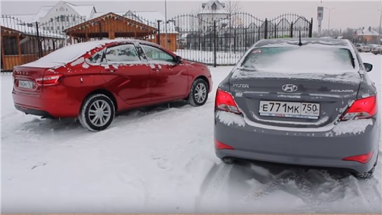 Анонс видео-теста Лада Веста против Хендай Солярис! Отзыв владельца Hyundai Solaris. Тест драйв Lada Vesta.