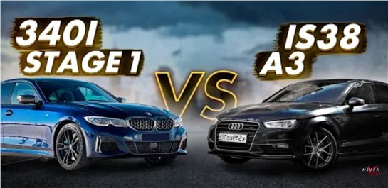 Анонс видео-теста Лютая Audi a3 is38 400лс против BMW 340i g20 jb4.