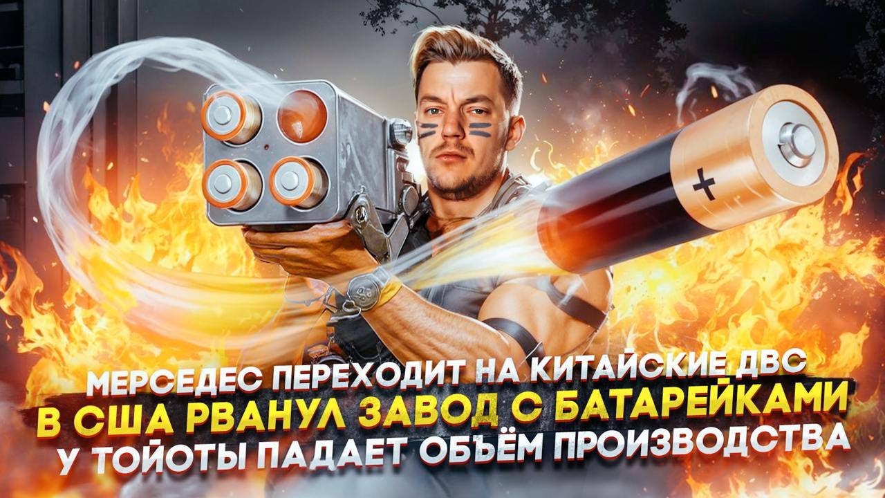 Анонс видео-теста Мерседес переходит на китайские ДВС | В США рванули батарейки | У Тойоты падает объём производства